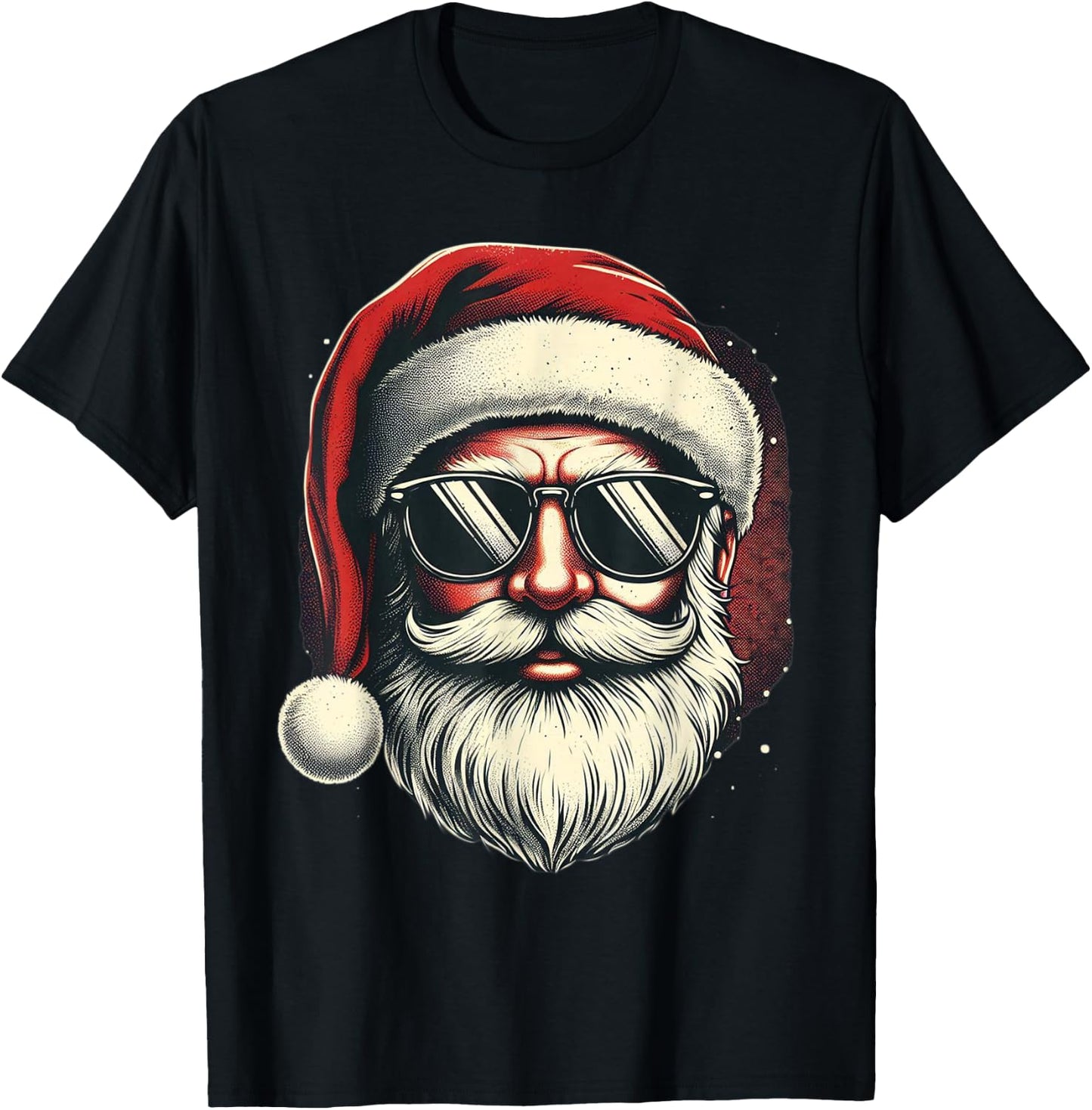 Santa Face Retro Sunglasses Christmas Xmas Men Women T-Shirt - T-Shirt | Black
