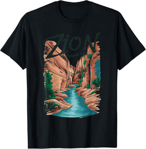 Retro Zion National Park The Narrows Vintage T-Shirt - T-Shirt | Black
