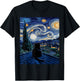 Cat Starry Night Van Gogh Cat For Cat Lover Cat Mom Cat Dad T-Shirt - T-Shirt | Black