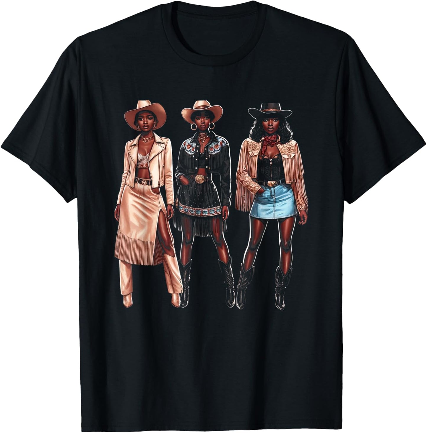 Black Cowgirl Western Rodeo Melanin Black History Texas T-Shirt - T-Shirt | Black