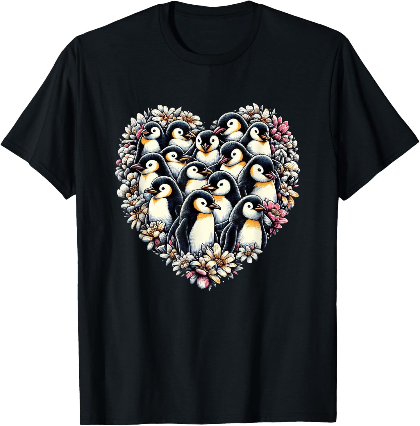 Penguins Love Beautiful Colorful Penguin Art Animal T-Shirt - T-Shirt | Black