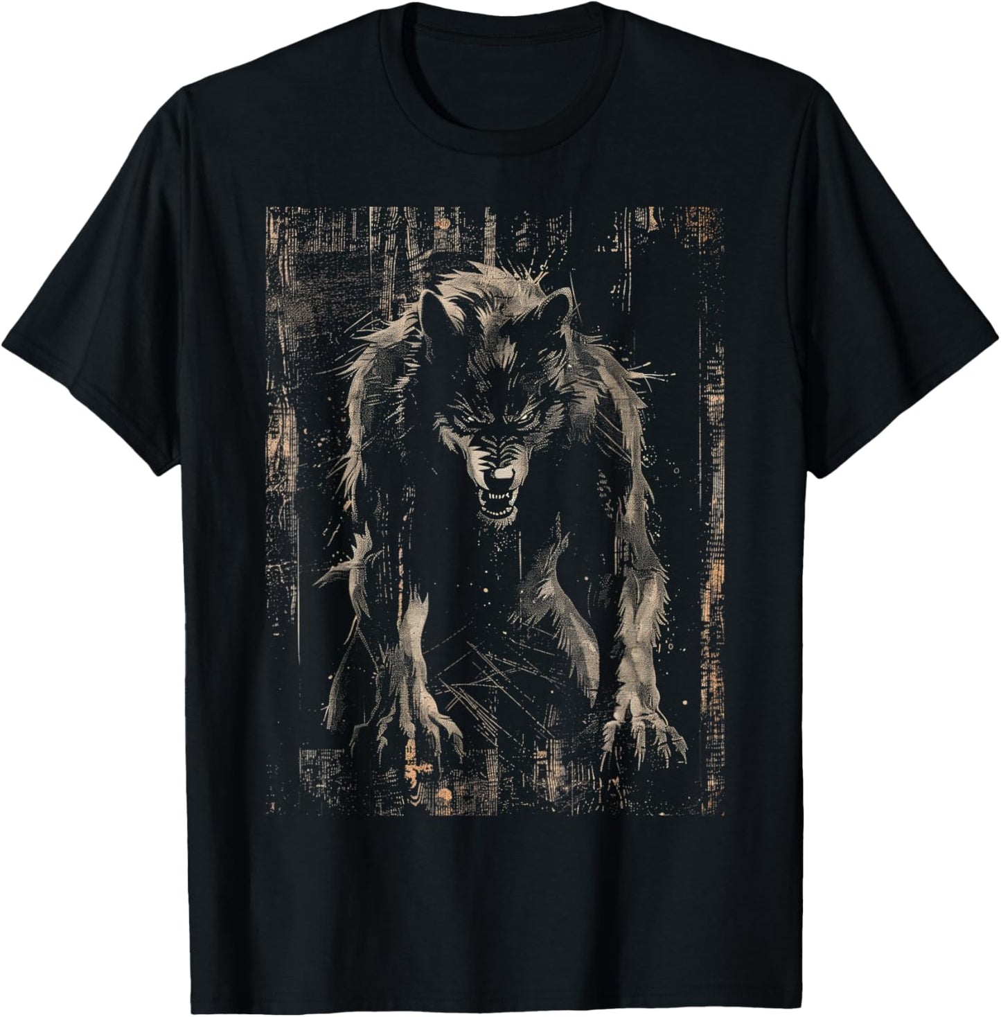 Werewolf Wolf Howling at Full Moon T-Shirt - T-Shirt | Black