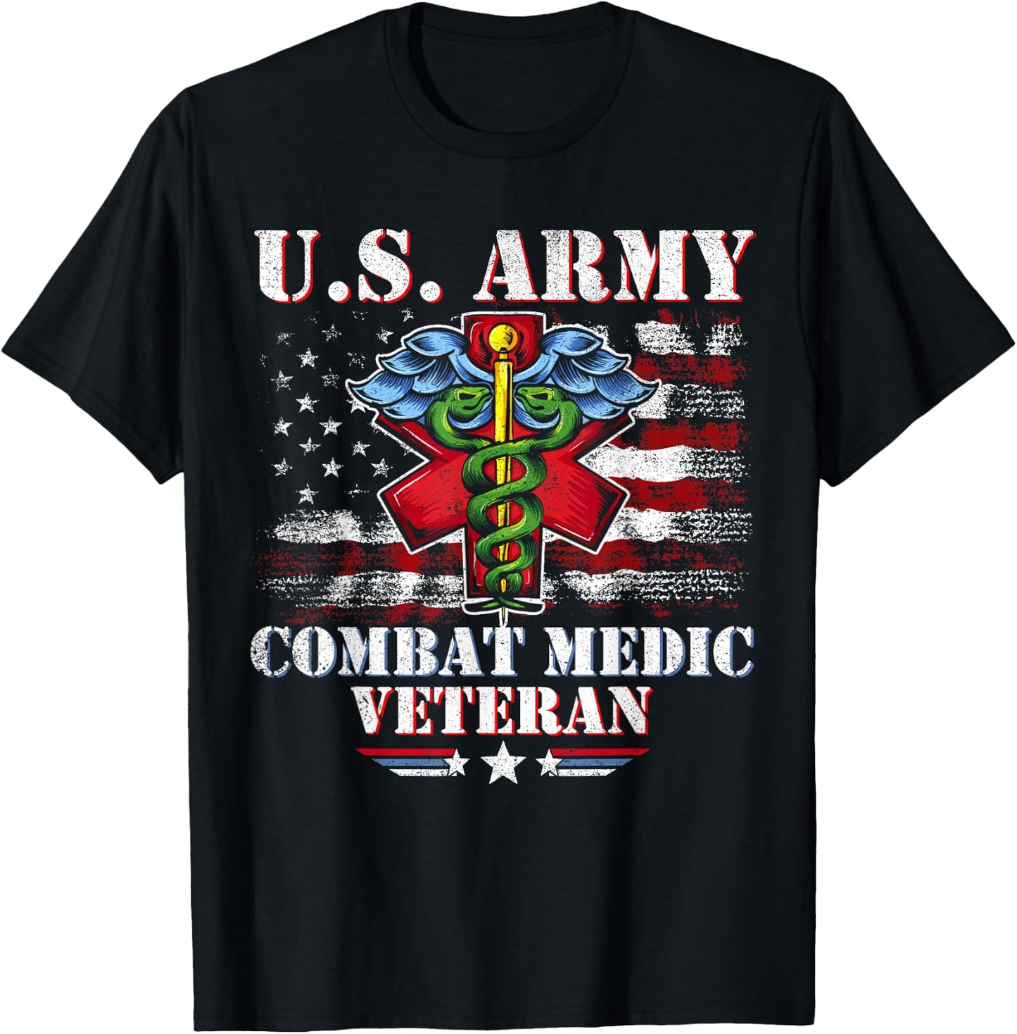 U.S Army Combat Medic Proud Veteran Medical Military Retired T-Shirt - T-Shirt | Black