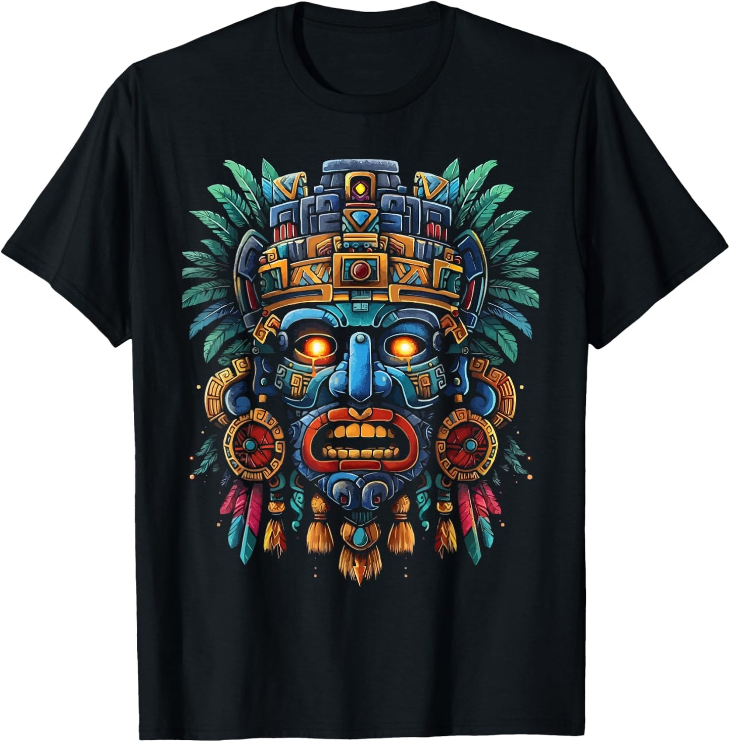 Aztec God Aztec Culture Mayan Indigenous Tlaloc Statue T-Shirt - T-Shirt | Black