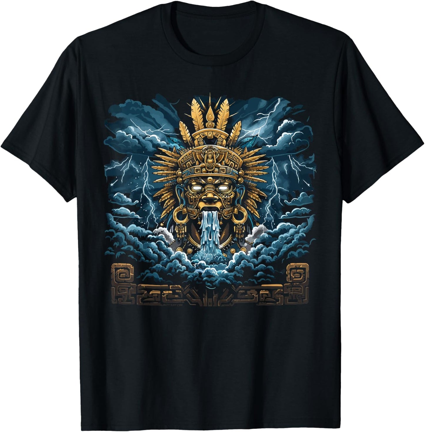 Aztec God Aztec Culture Mayan Indigenous Tlaloc Statue T-Shirt - T-Shirt | Black