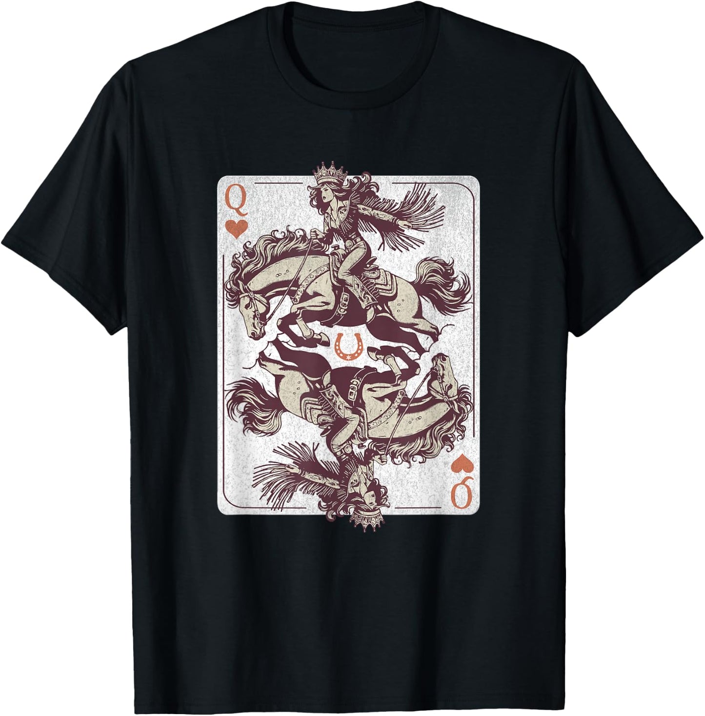 Cowgirl Queen of Hearts – Western Rodeo Card Design Boho T-Shirt - T-Shirt | Black