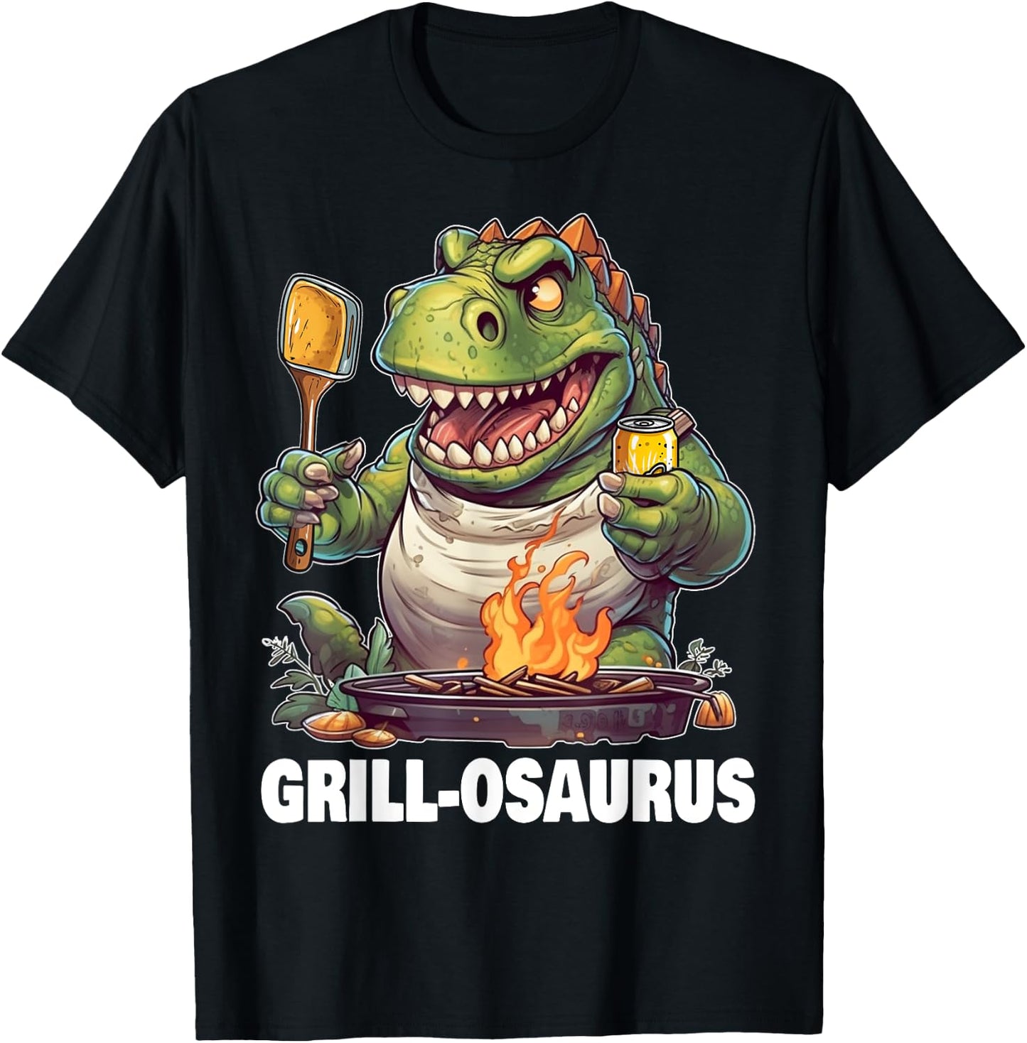 Grill-osaurus Rex BBQ Dinosaur Funny Fathers' Day Grilling T-Shirt - T-Shirt | Black