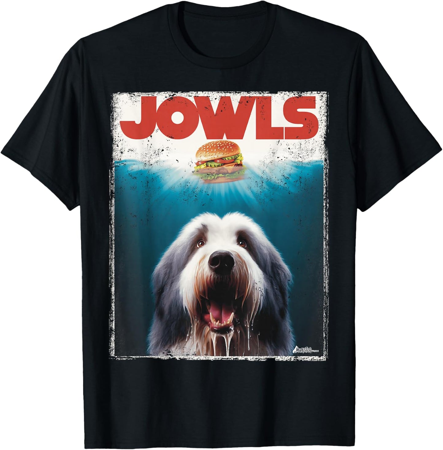Jowls Old English Sheepdog, Paws Drooling, Dog Mom Top, Dad Men Women Kids T-Shirt - T-Shirt | Black