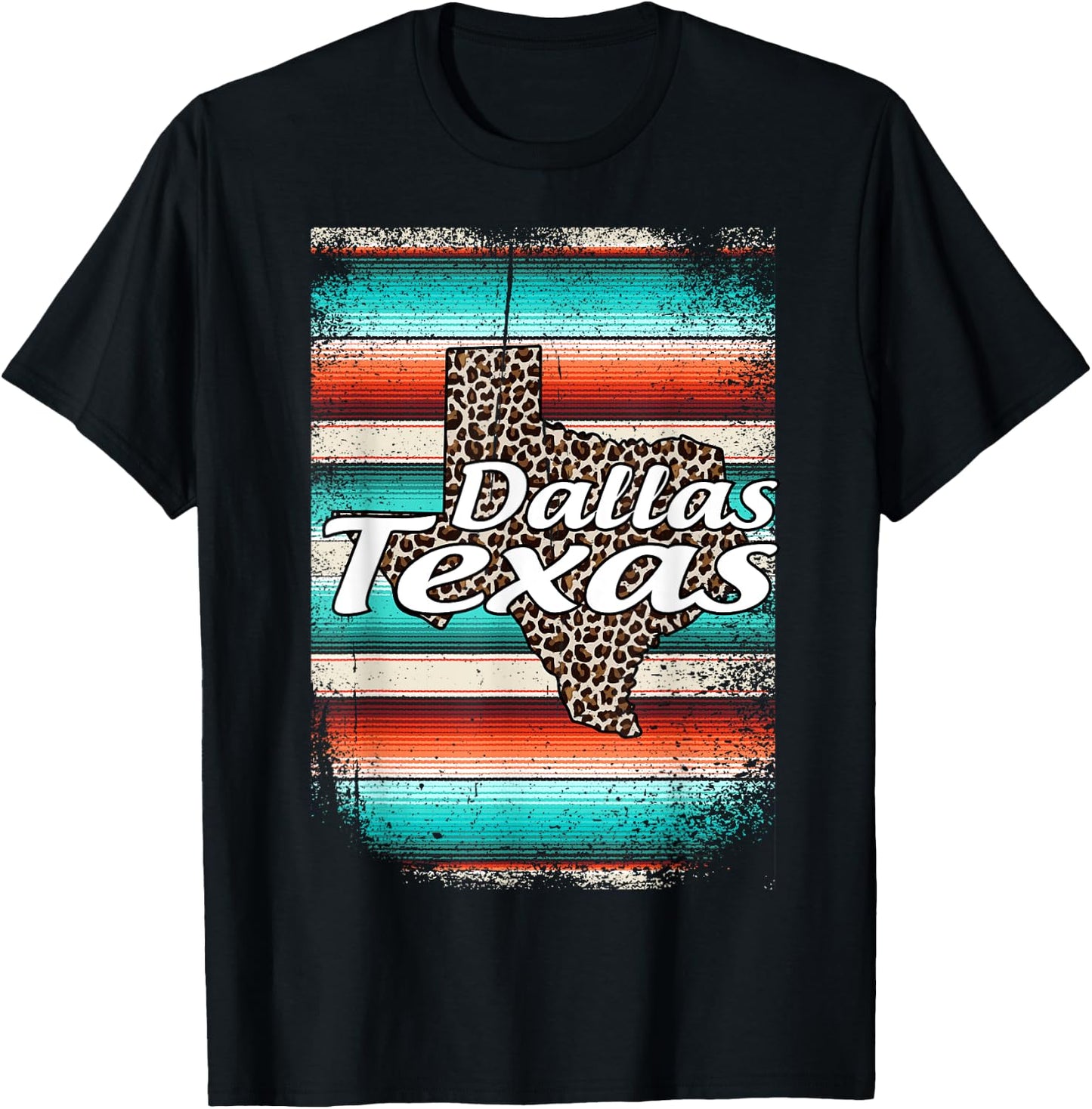 Dallas Texas Cowgirl Serape Western Home State America T-Shirt - T-Shirt | Black