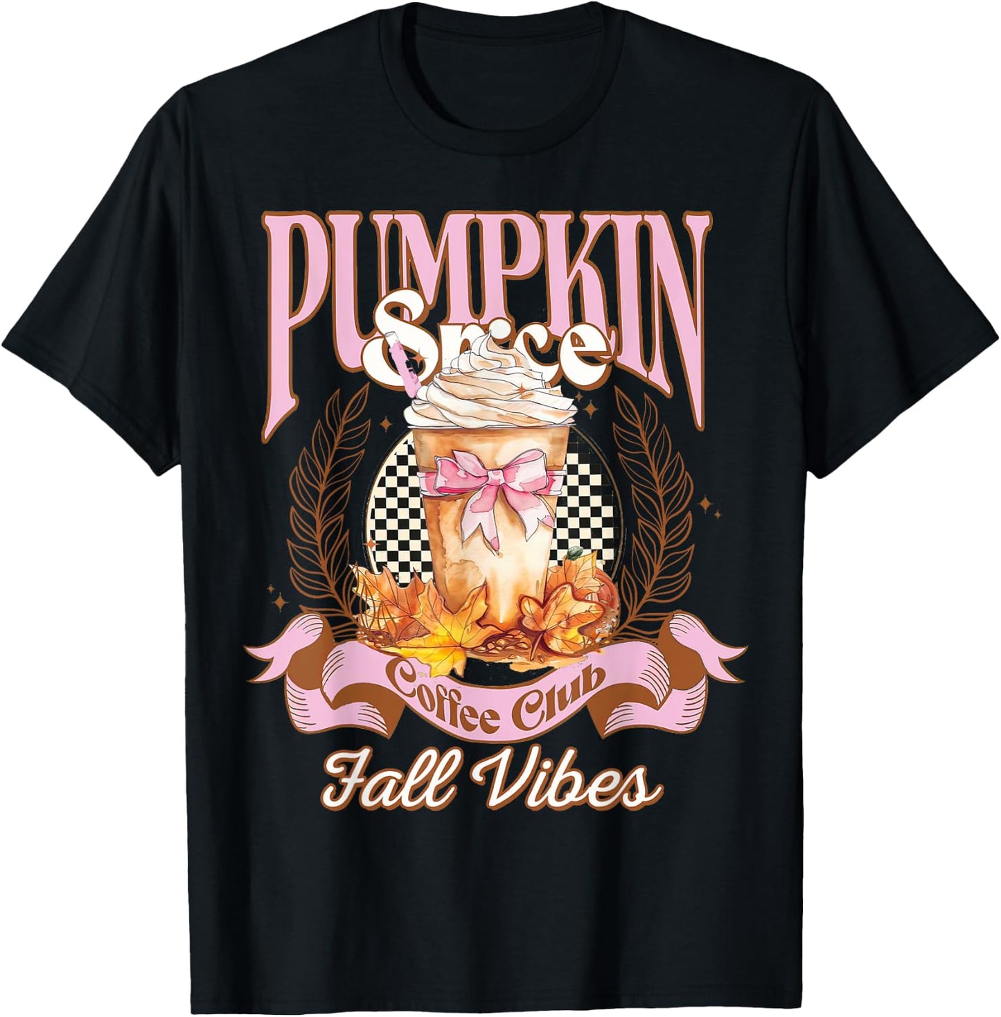 Pumpkin Spice Coffee Club, Pumpkin Spice Latte Fall Vibes T-Shirt - T-Shirt | Black