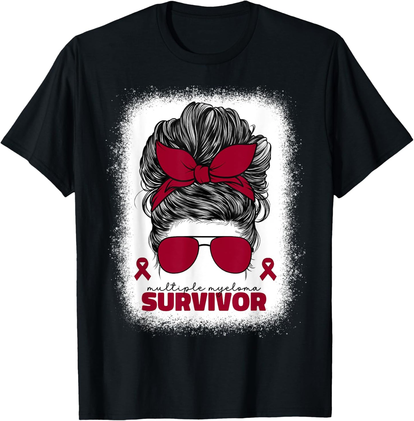 Multiple Myeloma Survivor Burgundy Cancer Ribbon T-Shirt - T-Shirt | Black