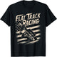 Flat Track Motorcycle Racing American Flag Speedway Dirt T-Shirt - T-Shirt | Black