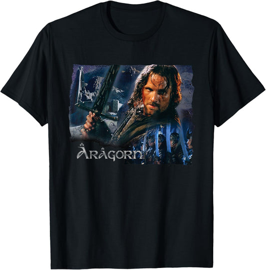 NEW LINE CINEMA Aragorn - Men's Black Short Sleeve Movie Character - Small T-Shirt - T-Shirt | Black