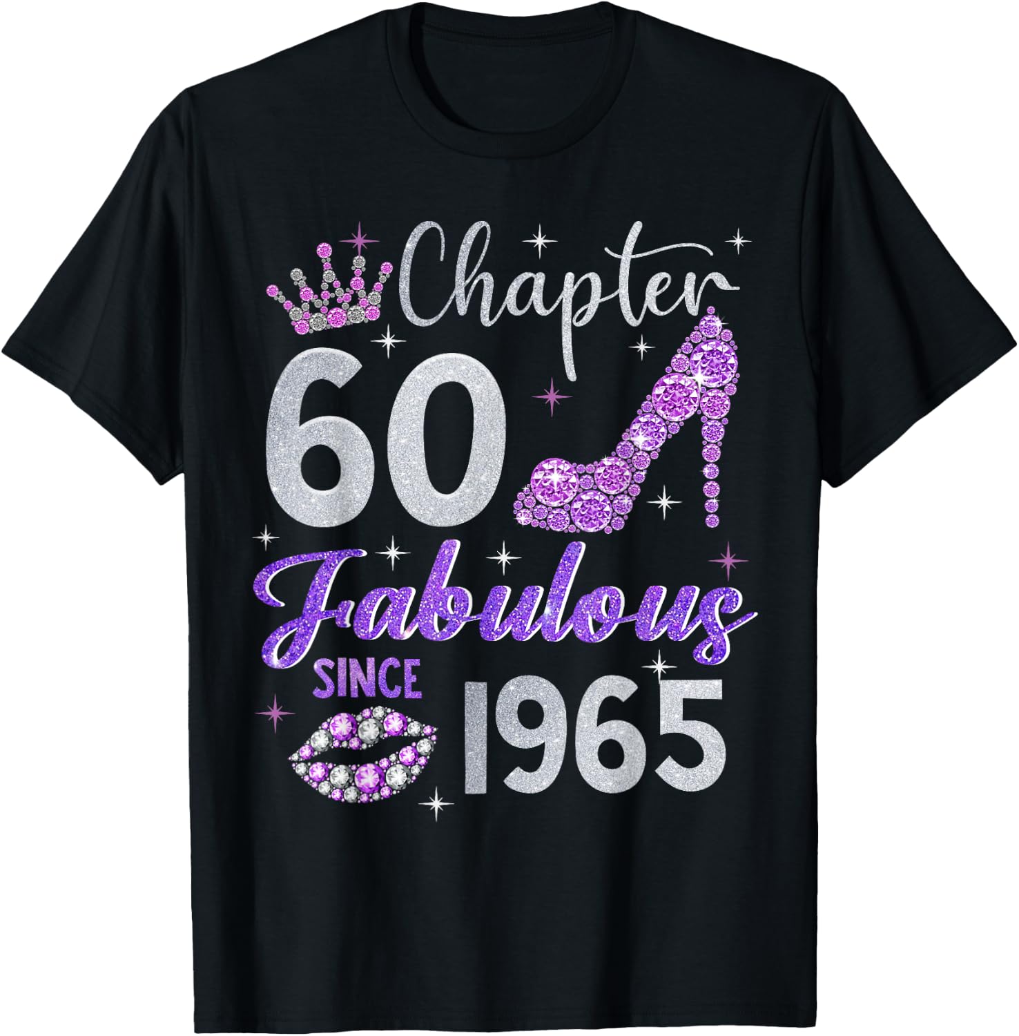 Chapter 60 Fabulous Since 1965 60th Birthday Women Girl T-Shirt - T-Shirt | Black