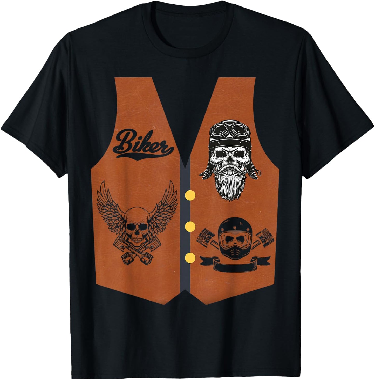 Funny Biker Vest Halloween Costume Motorcycle Biker Men Boys T-Shirt - T-Shirt | Black