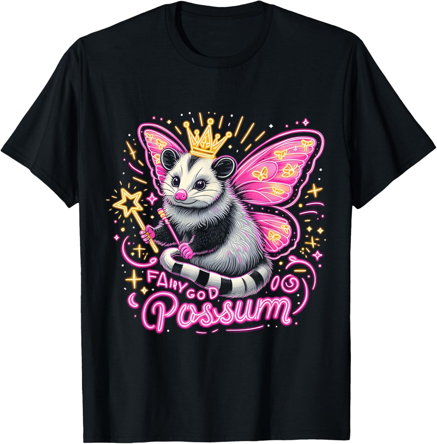 It Is I Your Fairy God Possum Funny Opossum T-Shirt - T-Shirt | Black