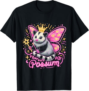 It Is I Your Fairy God Possum Funny Opossum T-Shirt - T-Shirt | Black