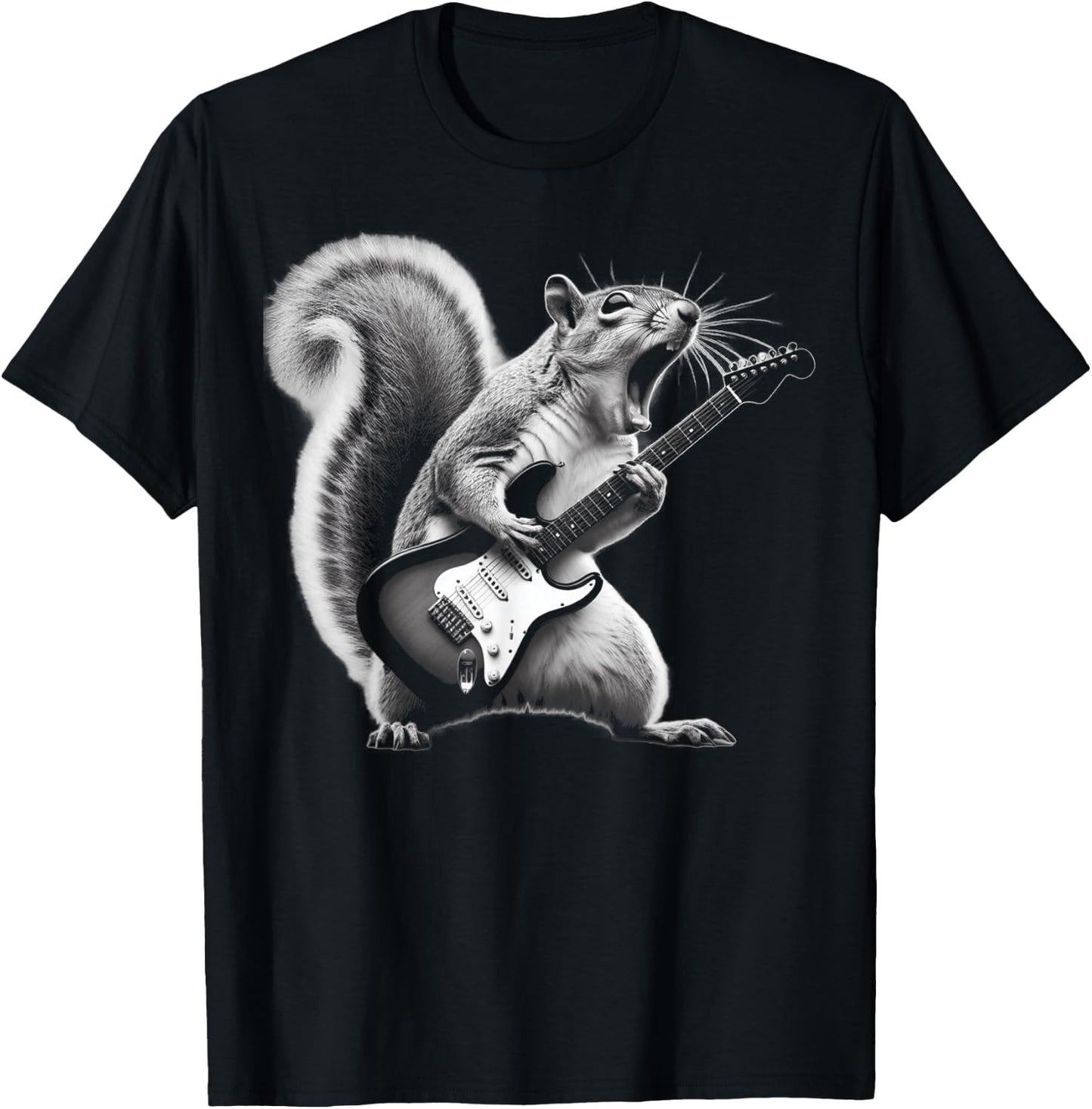 Squirrel Playing Guitar Rock and Roll , Women, Kids T-Shirt - T-Shirt | Black
