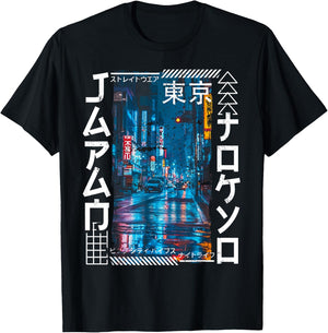 Tokyo City Retro Japan Aesthetics Streets of Tokyo T-Shirt - T-Shirt | Black