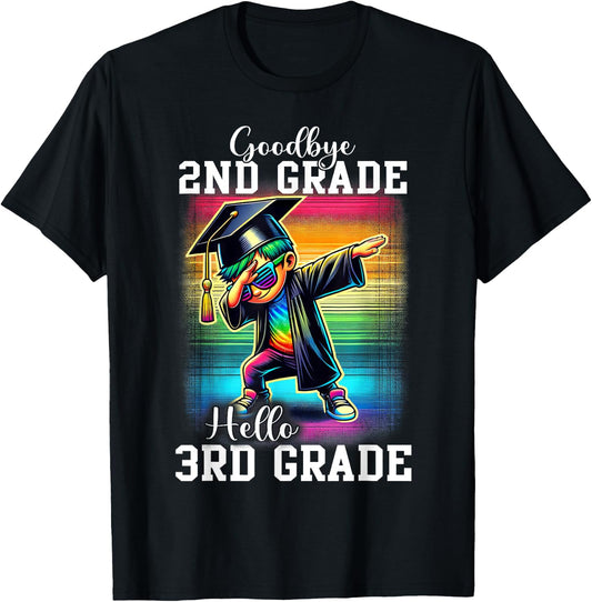 Goodbye 2nd Grade Hello 3rd Grade Dabbing Boy Colorful T-Shirt - T-Shirt | Black