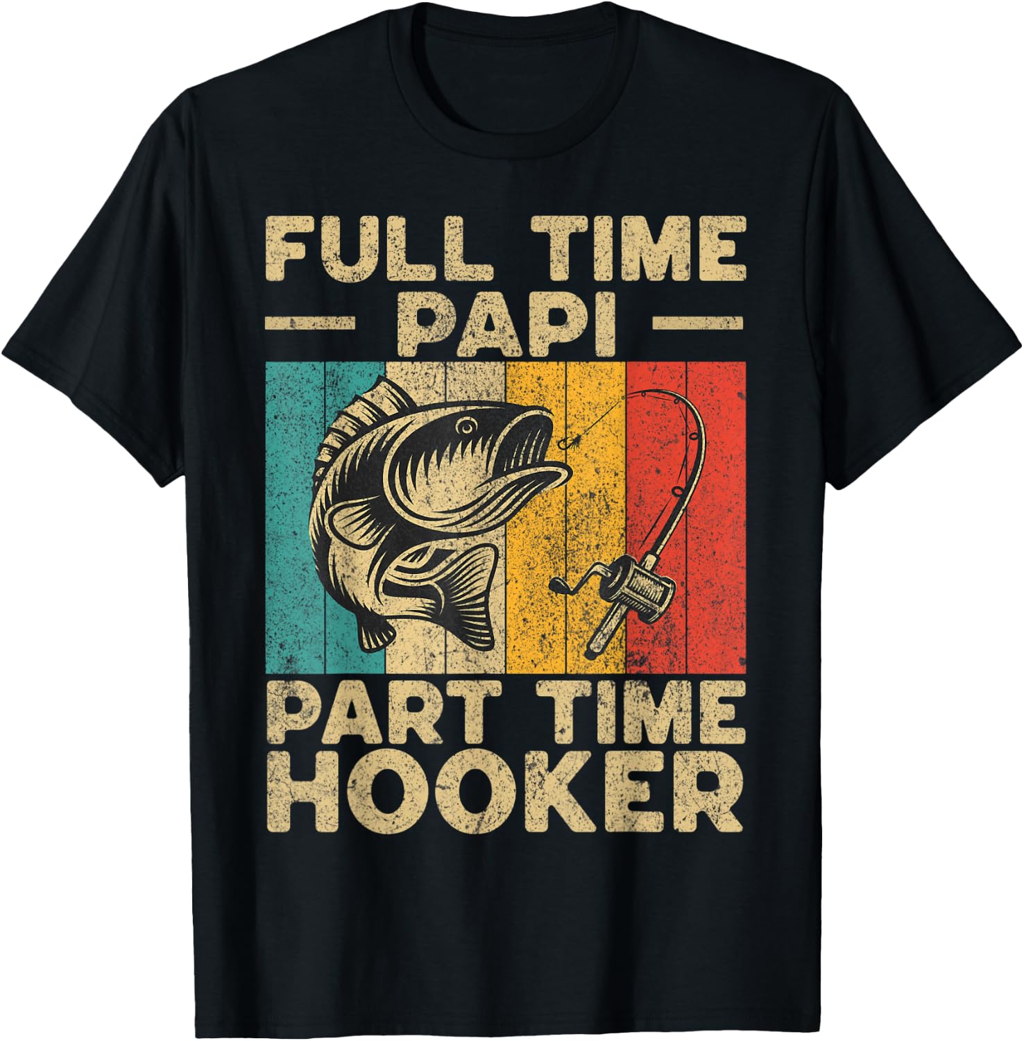 Funny Vintage Fishing Papi Jokes Fisherman T-Shirt - T-Shirt | Black