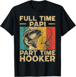 Funny Vintage Fishing Papi Jokes Fisherman T-Shirt - T-Shirt | Black