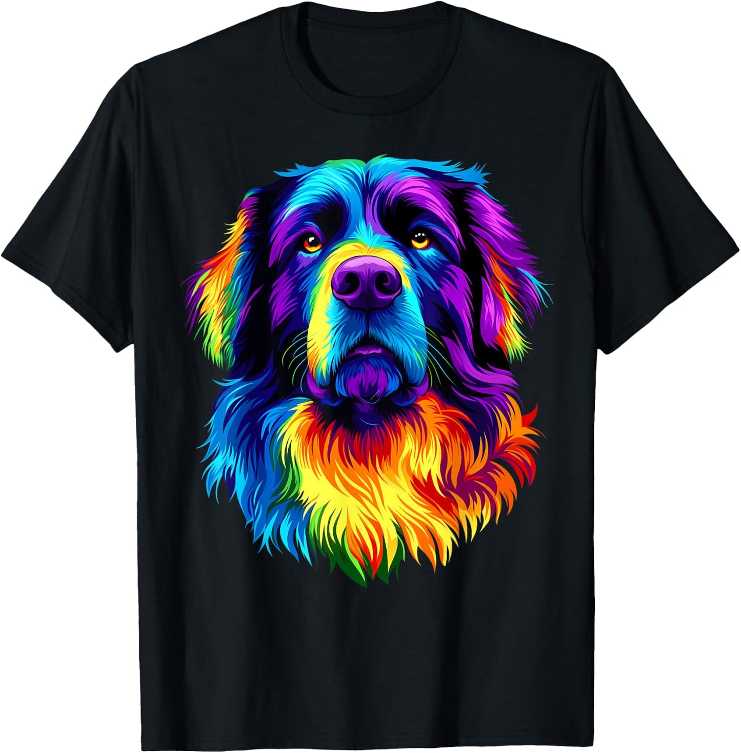 Colorful Newfoundland Dog Face Cute Newfie Lover Black Women Kids T-Shirt - T-Shirt | Black