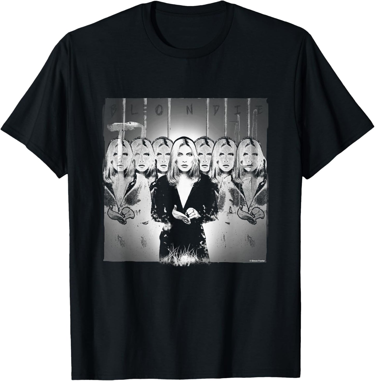 Blondie Debbie Harry B&W Art By Simon Fowler T-Shirt - T-Shirt | Black