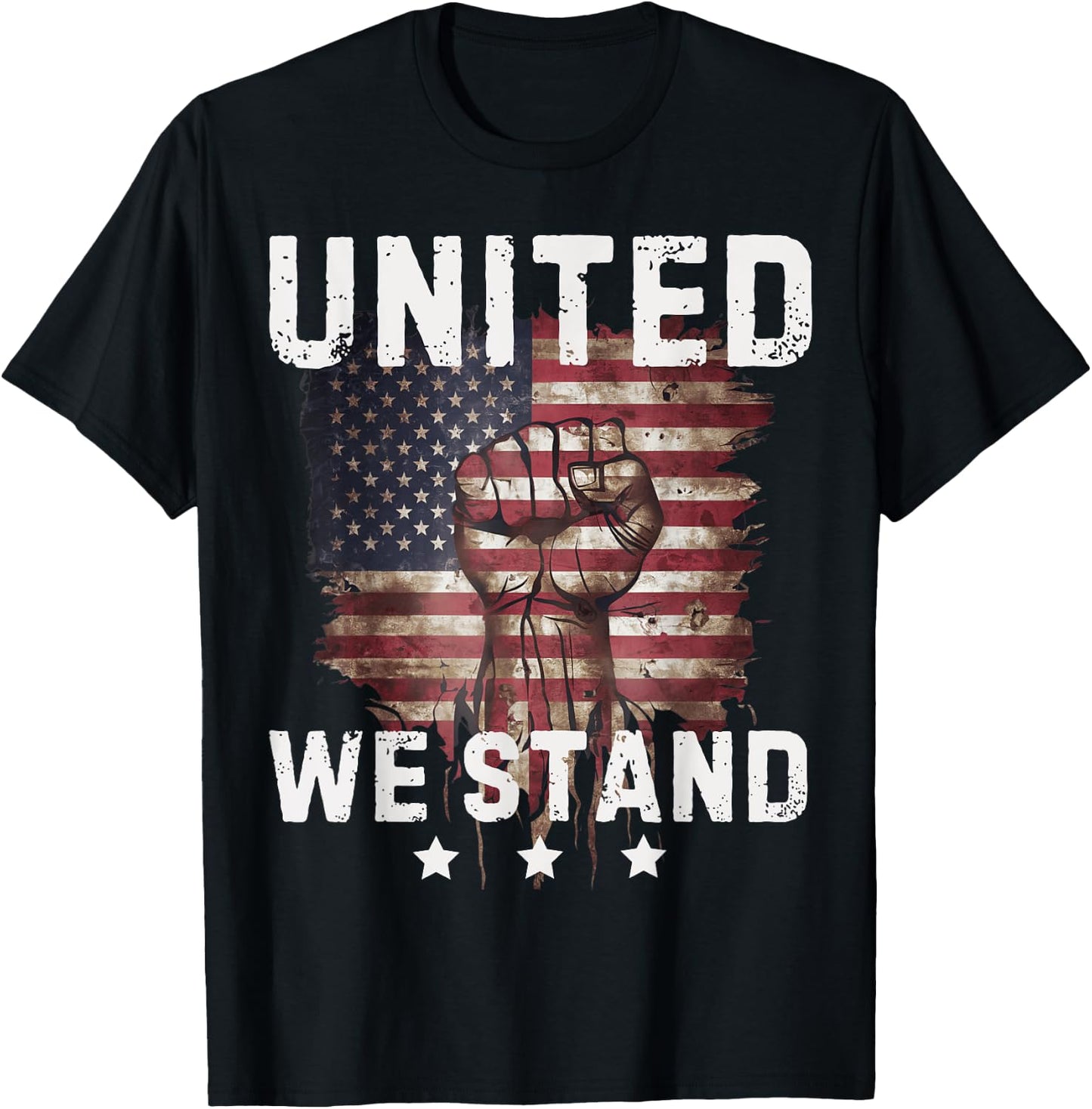 United We Stand Patriotic Gift USA Flag T-Shirt - T-Shirt | Black