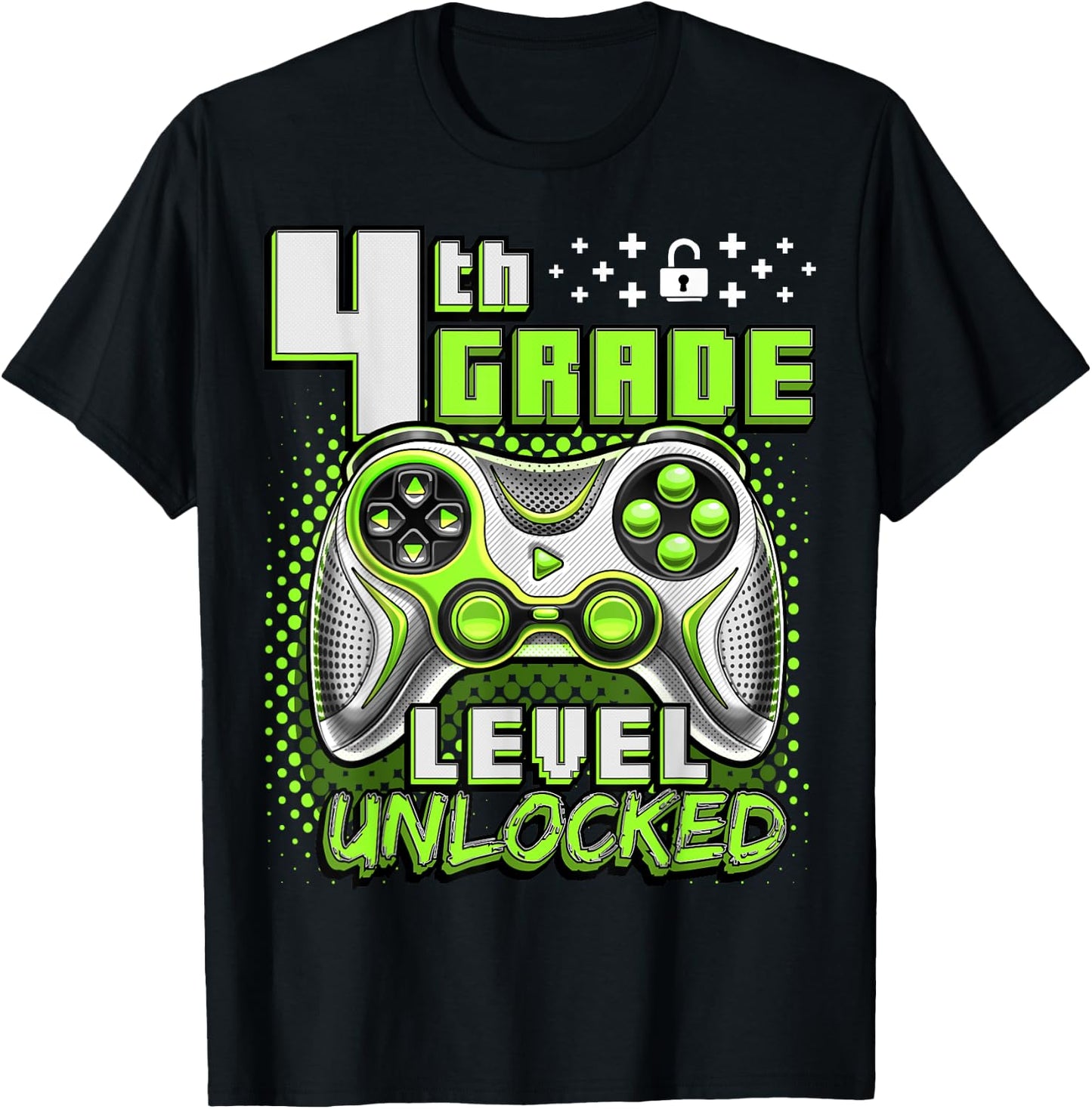 Back to School 4th Grade Boys Gamer First Day School Level T-Shirt - T-Shirt | Black