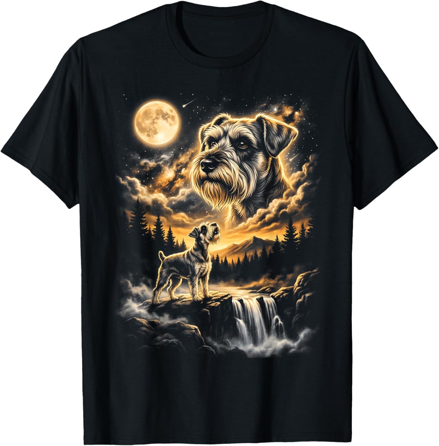 Miniature Schnauzer Howling to The Moon T-Shirt - T-Shirt | Black