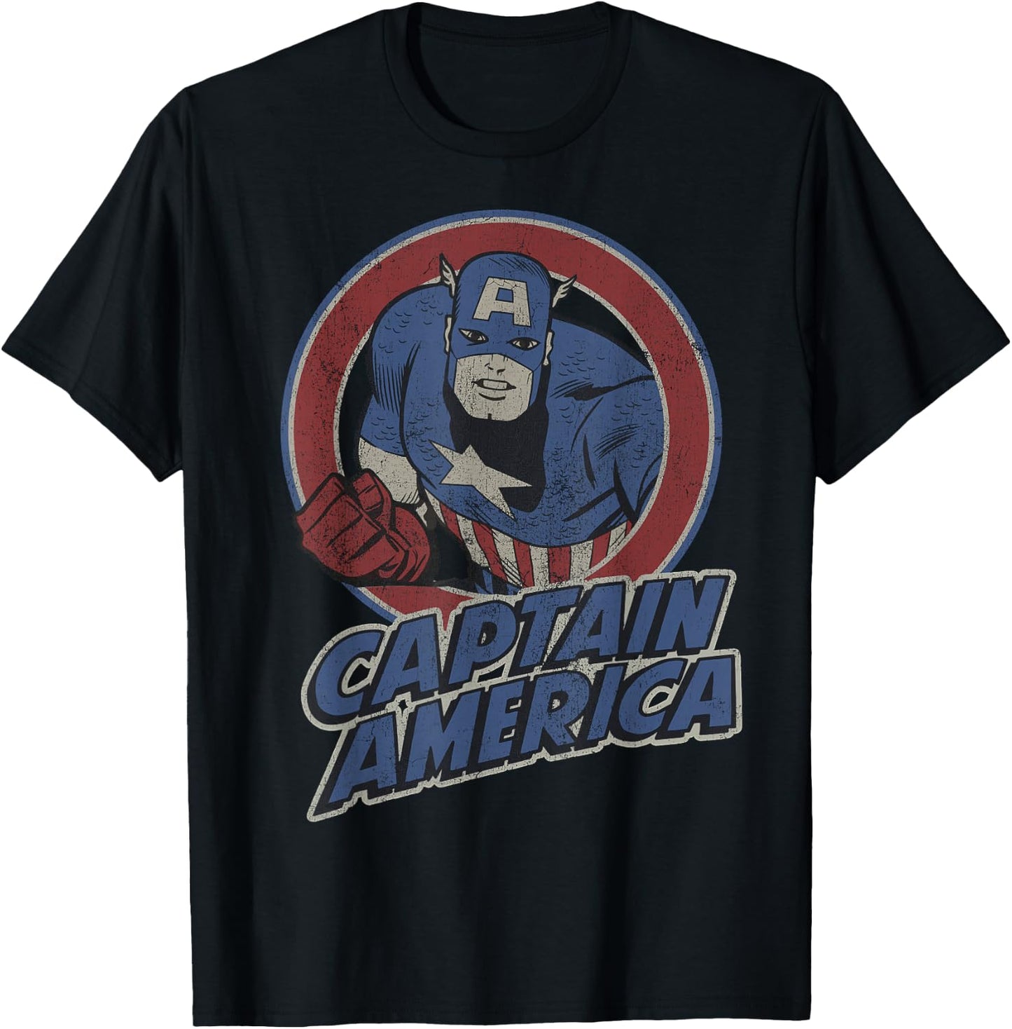 Marvel Captain America Retro Style Portrait T-Shirt - T-Shirt | Black
