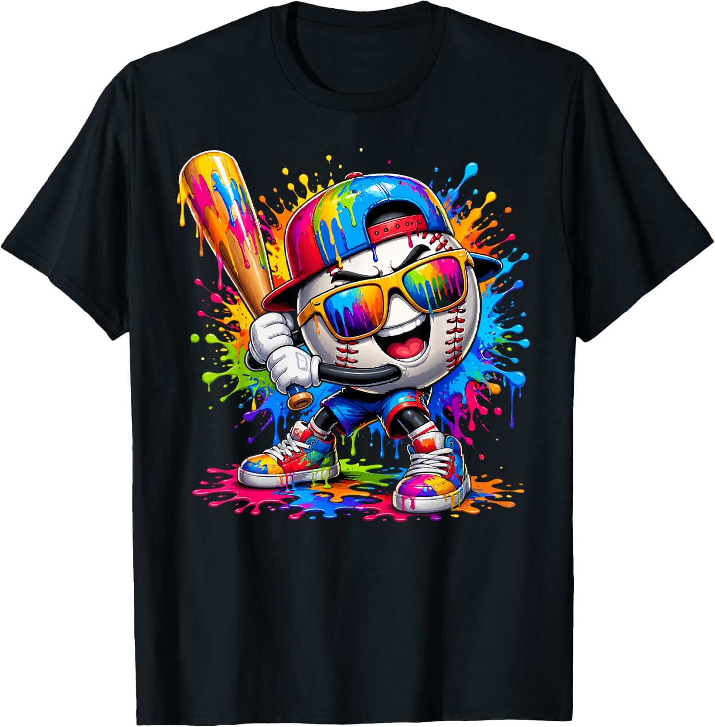 Baseball Drip Mascot Funny Kids Baseball Lifestyle T-Shirt - T-Shirt | Black