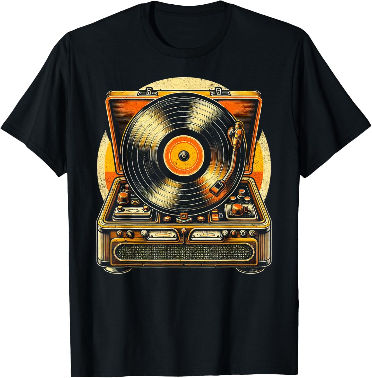 70s Retro Vinyl Record Player T-Shirt - T-Shirt | Black