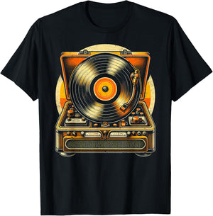 70s Retro Vinyl Record Player T-Shirt - T-Shirt | Black
