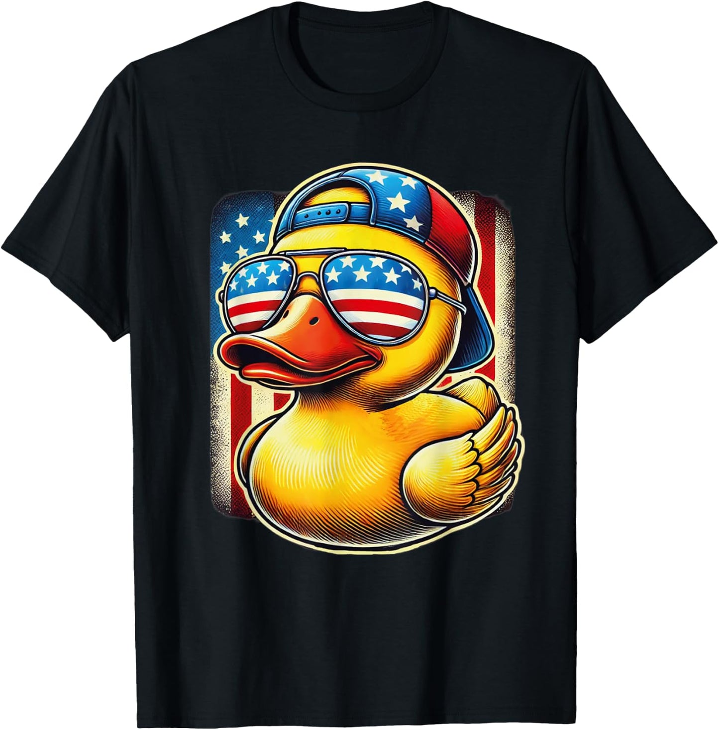 Rubber Duck Shirt USA Flag Gift Funny Duckie Cool Duck T-Shirt - T-Shirt | Black