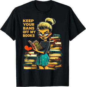 Keep Your Bans Off My Books Dark Romance Smut Bookish Girl T-Shirt - T-Shirt | Black