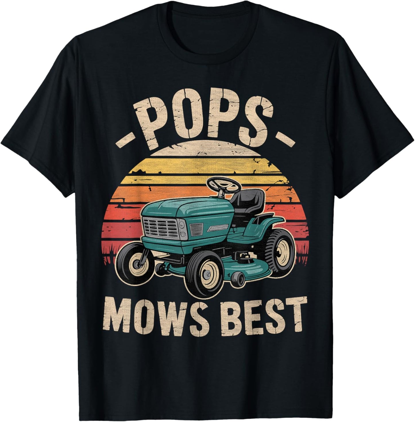 Pop Mows Best Lawn Care Dad Mowing Gardener Father's Day T-Shirt - T-Shirt | Black