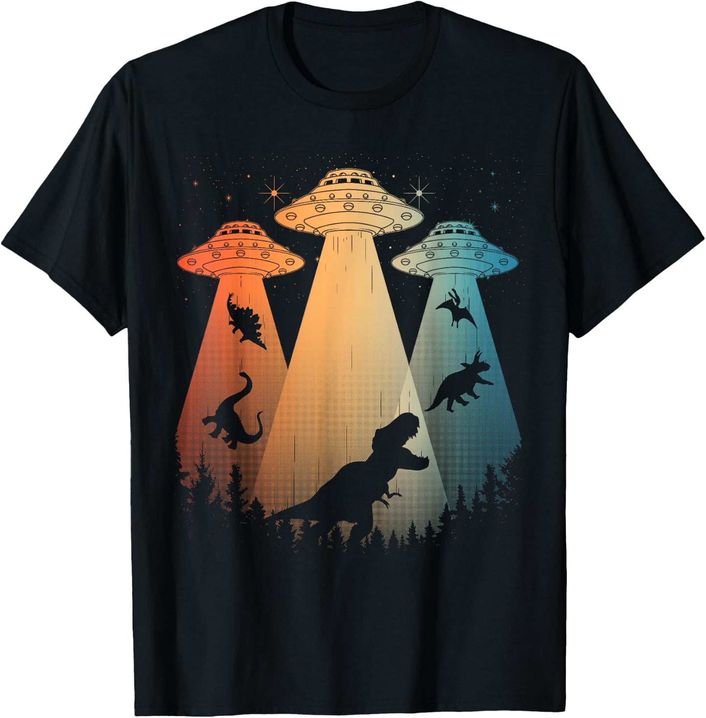 Cool Dinosaur Art Women UFO Alien Abduction Dinosaur T-Shirt - T-Shirt | Black