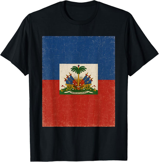 Haiti Haitian Flag Caribbean T-Shirt - T-Shirt | Black