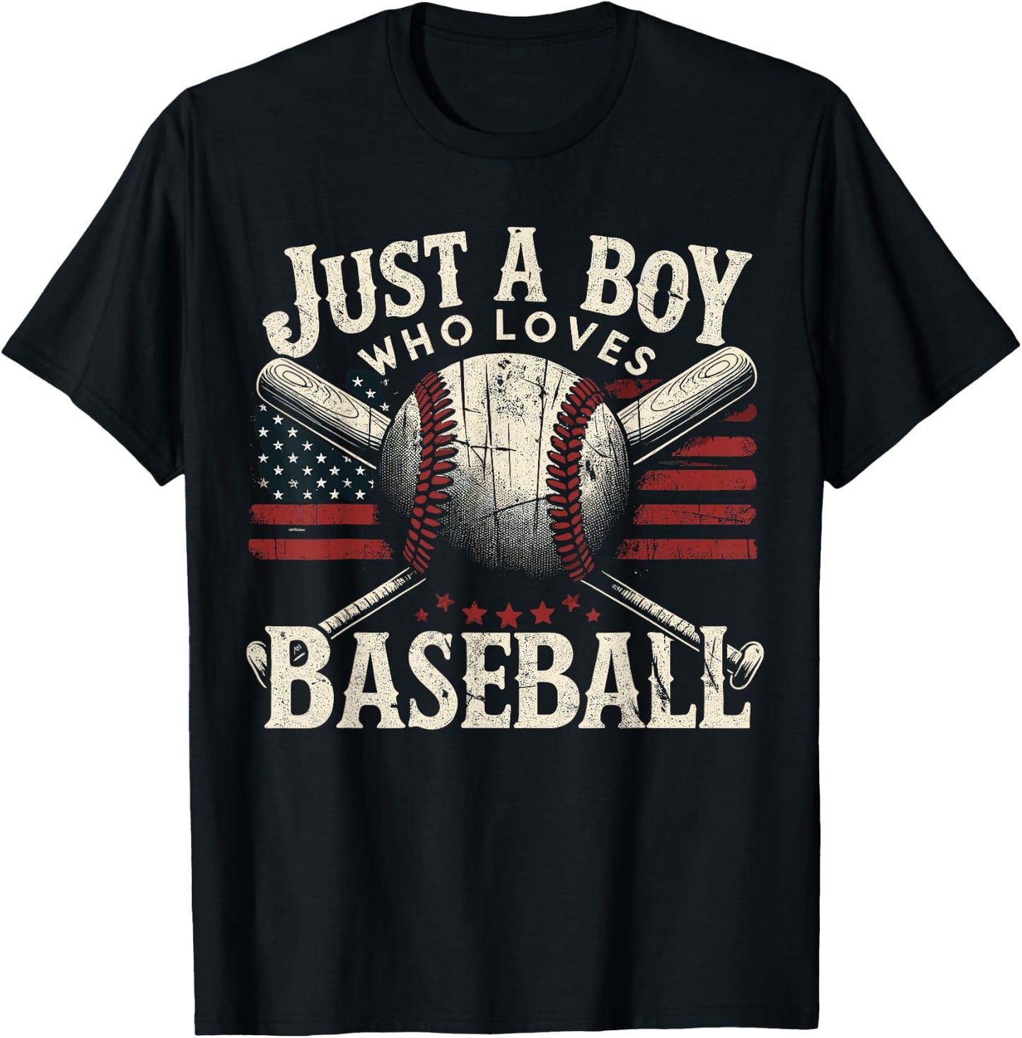 Just A Boy Who Loves Baseball T-Shirt - T-Shirt | Black
