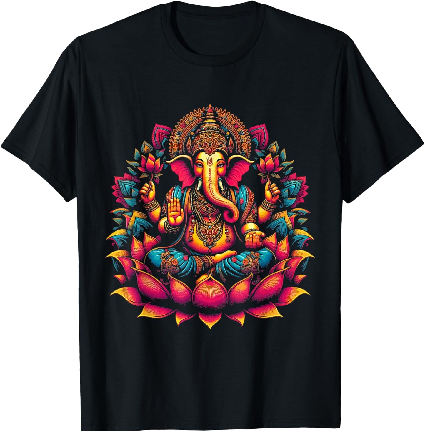 Ganesh Symbol Yoga Hindu Elephant God Ganesha Puja T-Shirt - T-Shirt | Black