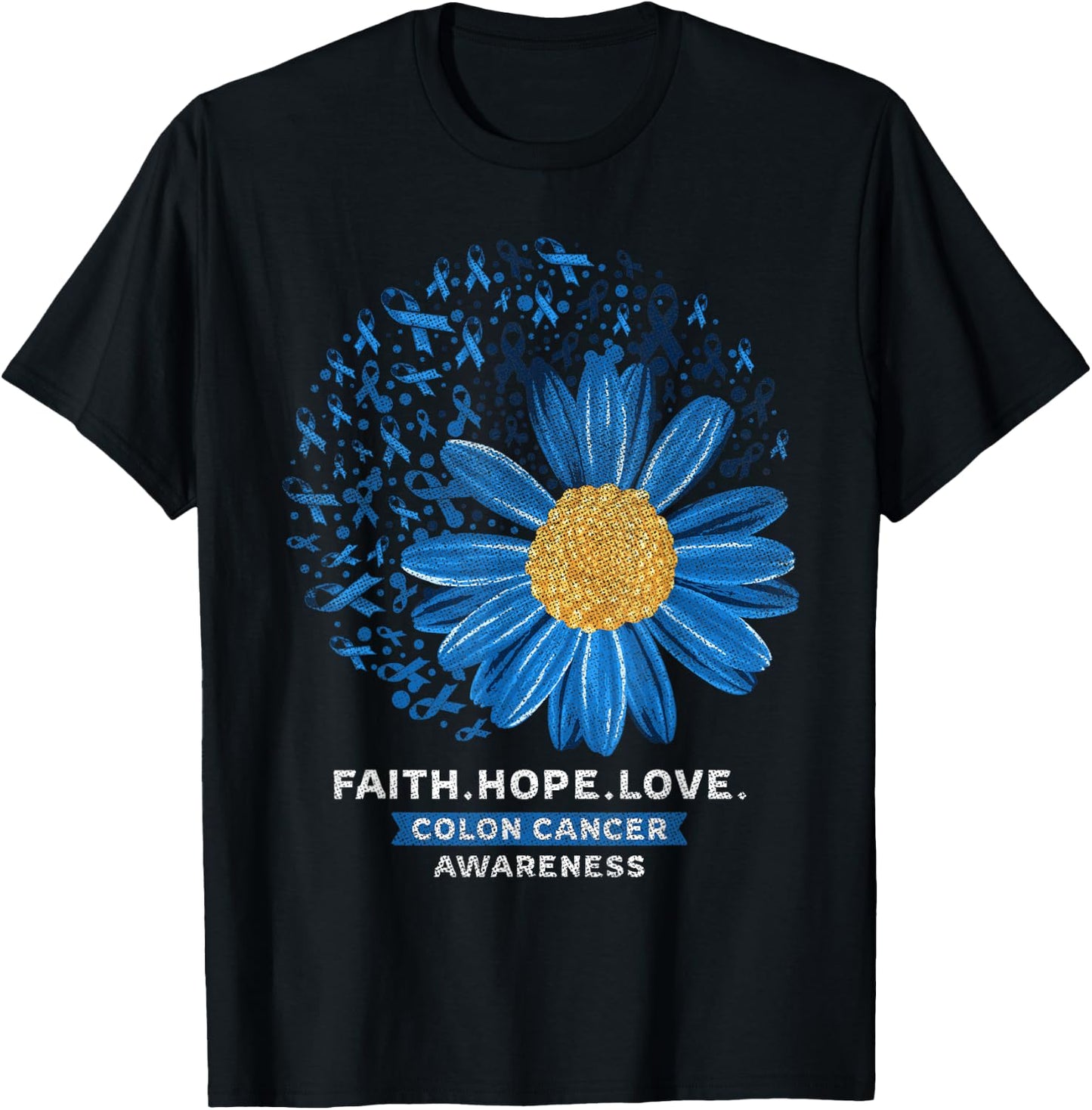 Colon Cancer Awareness Colonoscopy Sunflower Gift Mom Dad T-Shirt - T-Shirt | Black