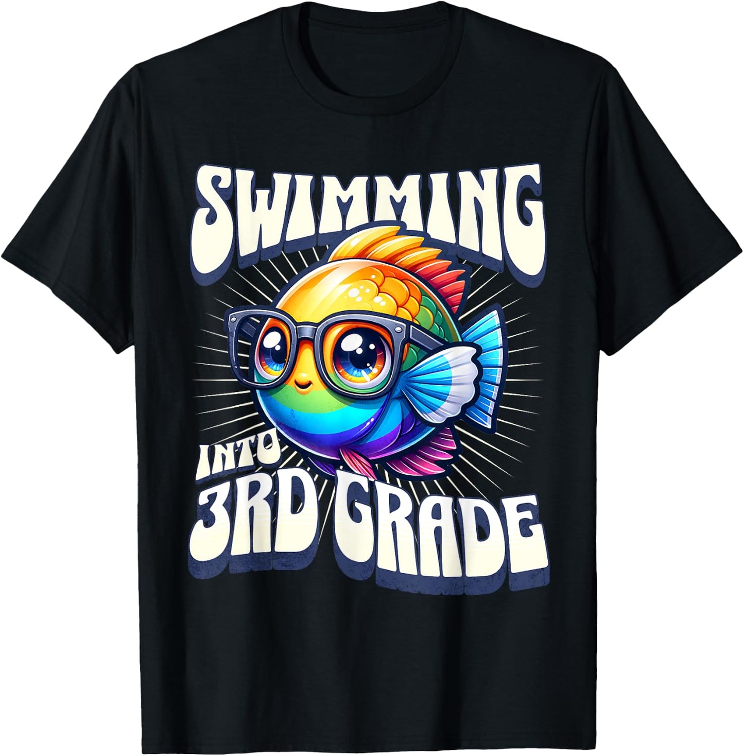 Swimming Into 3rd Grade Cute Angel Fish Back to School T-Shirt - T-Shirt | Black