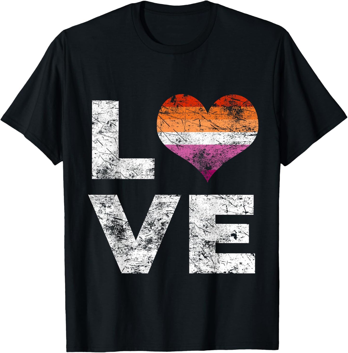 Lesbian Flag Love Vintage T-Shirt - T-Shirt | Black