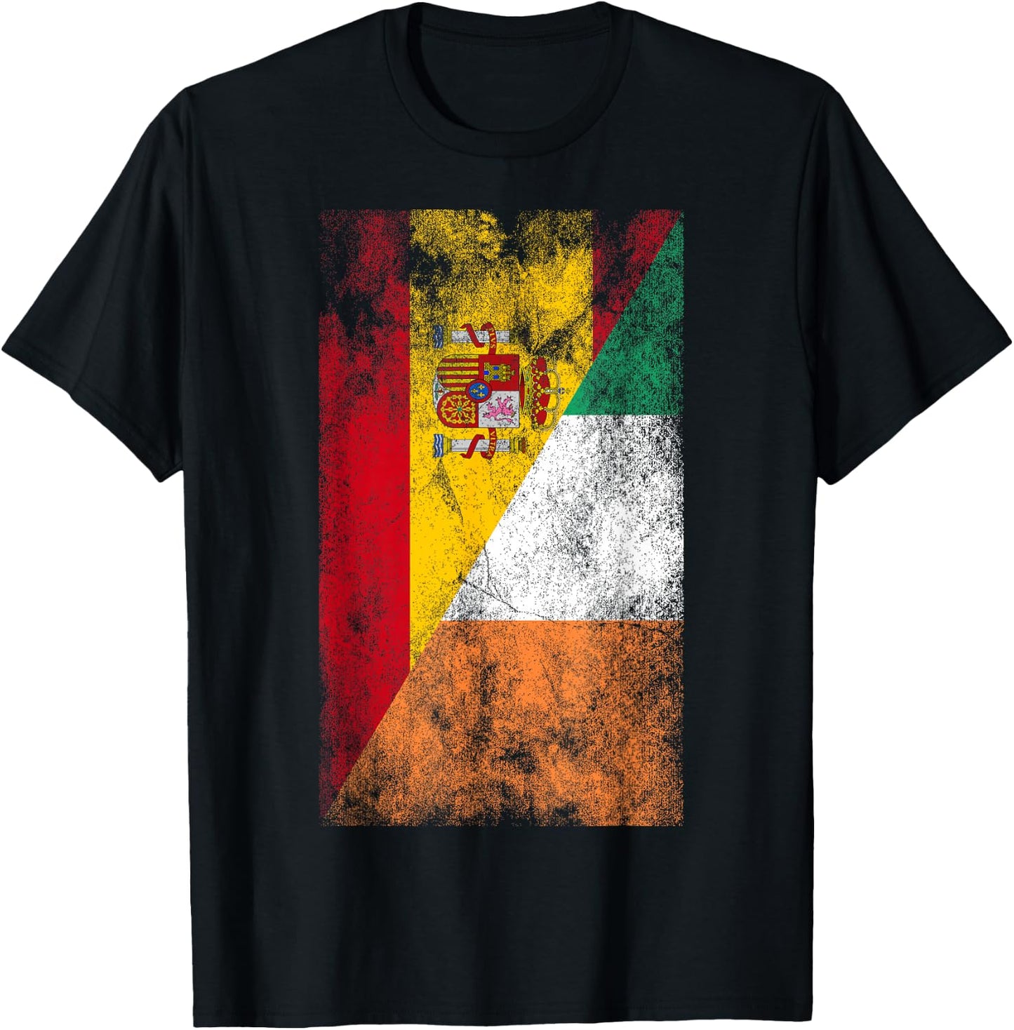 Spain & Ireland Flags - Spanish Irish T-Shirt - T-Shirt | Black