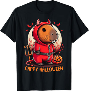 Cappy Halloween Cute Capybara Baby Devil Costume Lucifer T-Shirt - T-Shirt | Black