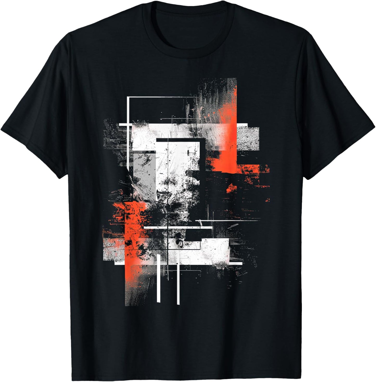 White Orange Abstract | | S - 6XL | Graphic T-Shirt - T-Shirt | Black