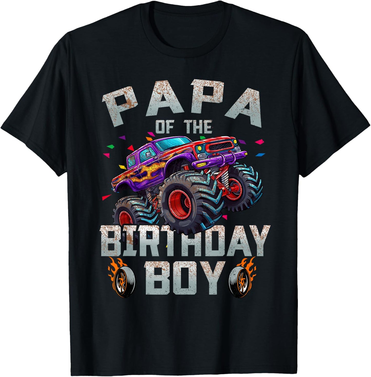 Papa Of The Birthday Boy Monster Truck Family T-Shirt - T-Shirt | Black