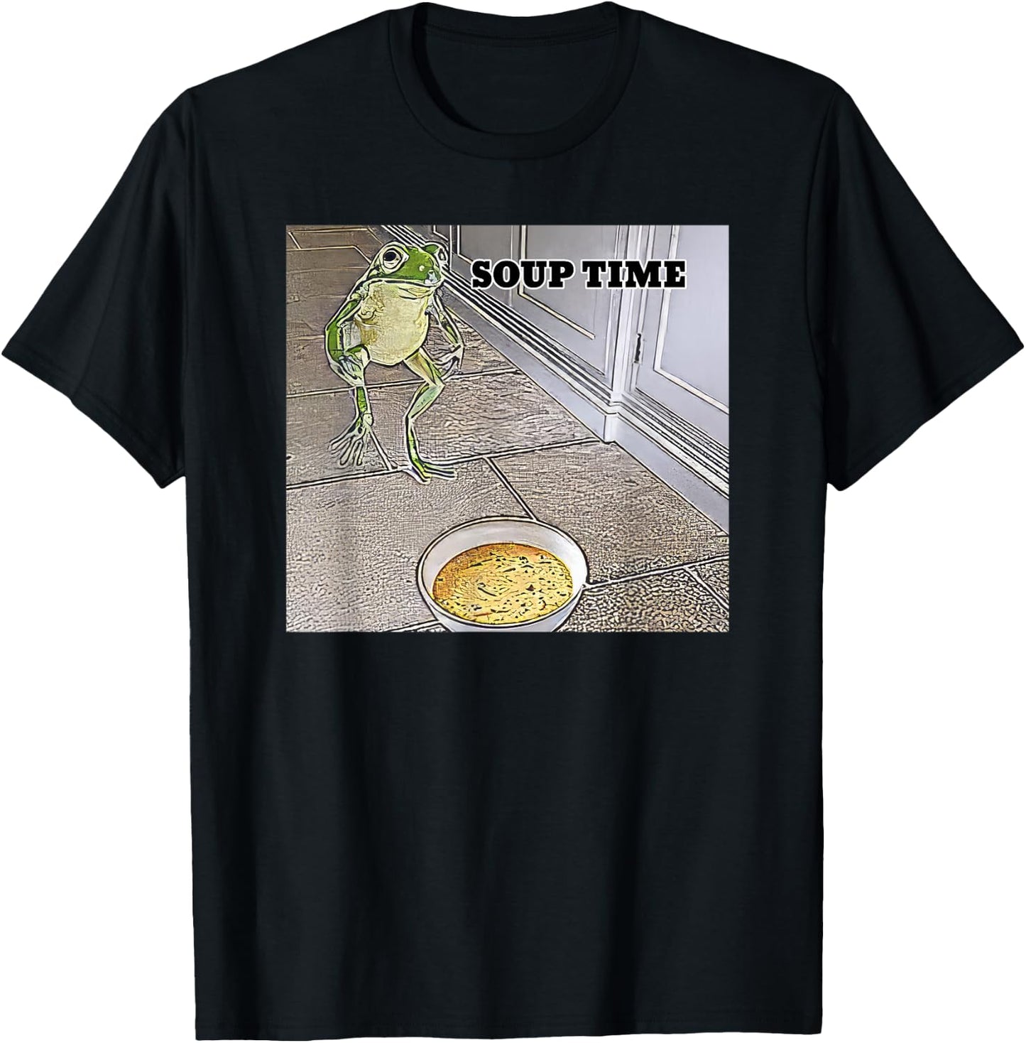 Soup Time Frog Meme T-Shirt - T-Shirt | Black
